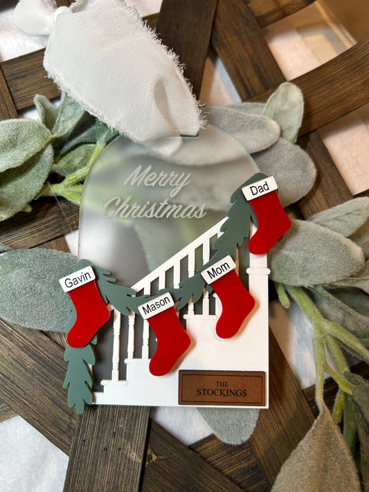 Staircase Ornament with Stocking Garland