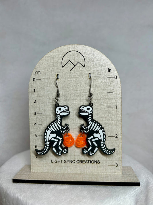 Dino Skeleton Halloween Earrings