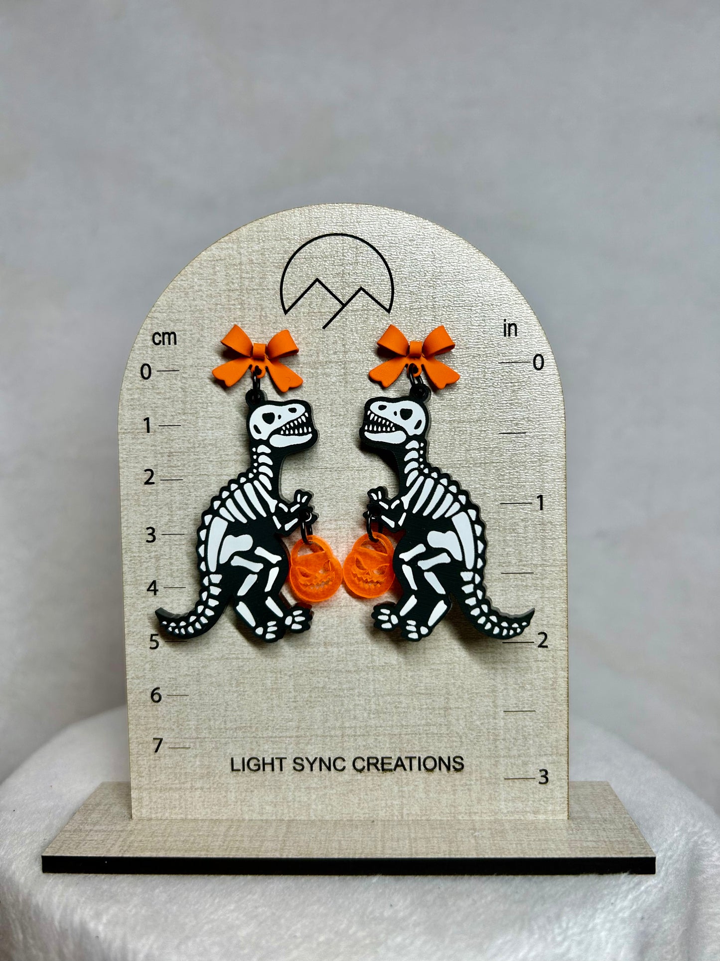 Dino Bow Skeleton Halloween Earrings