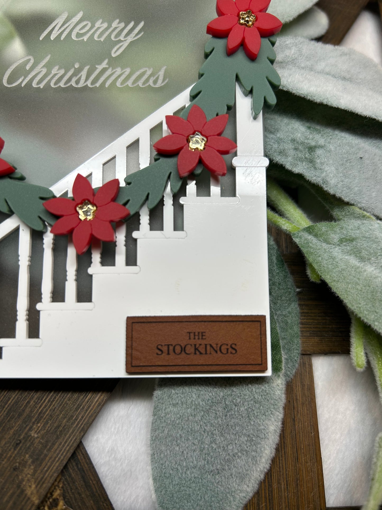 Staircase Ornament with Poinsettia Garland