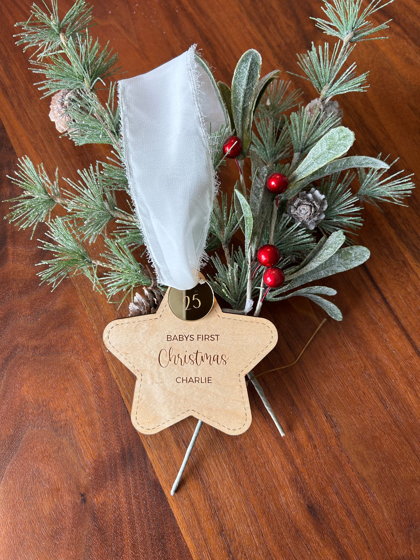 Baby's First Christmas Star Wood