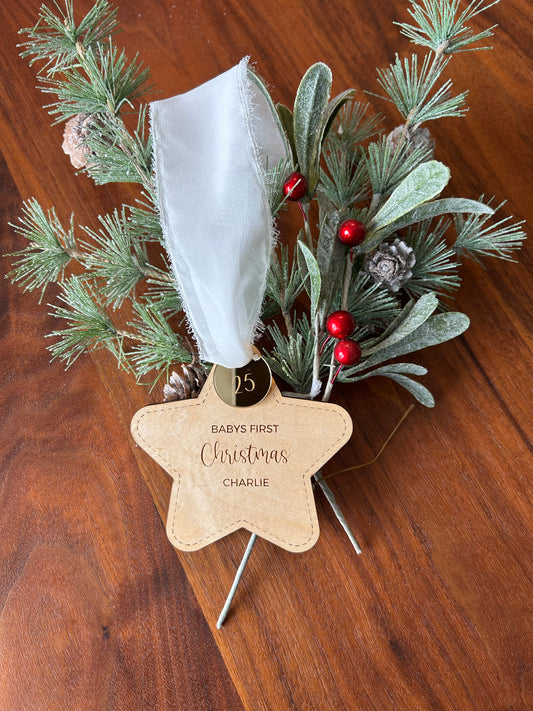 Baby's First Christmas Star Wood