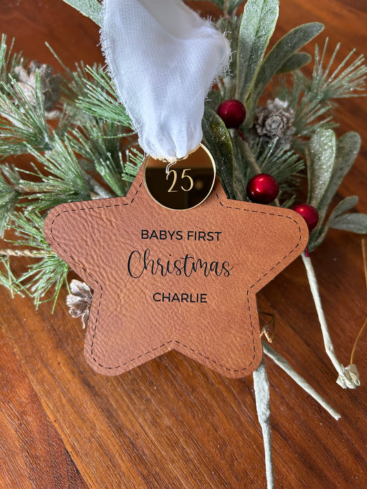 Baby's First Christmas Star Leatherette
